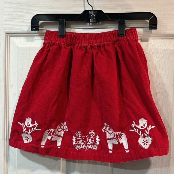 Hanna Andersson Red Corduroy Skirt Embroidered Holiday Motif size 130 US 8 - Picture 5 of 11